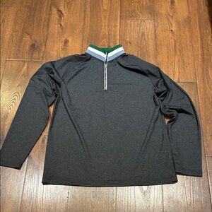 Men's Black Sweater with Green and White Accents